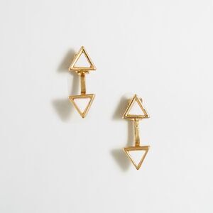 J.Crew Gold White Enamel Gold Two Way Ear Jacket Earrings NWT 58